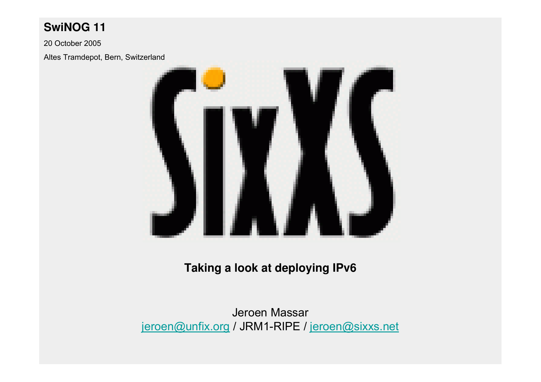 Deploying IPv6 First Slide Image